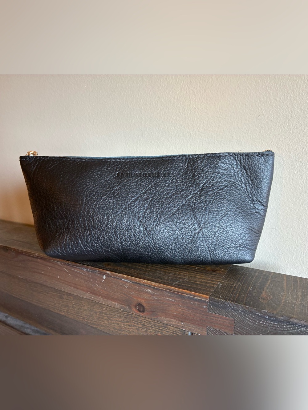 Brand new Portland Leather goods black, pebbled leather utility pouch